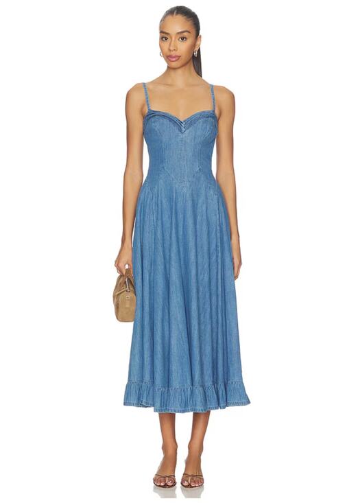 Free People Dresses & Skirts - Free People Another Season Boardwalk Blue Denim Midi Dress XL (NEW)